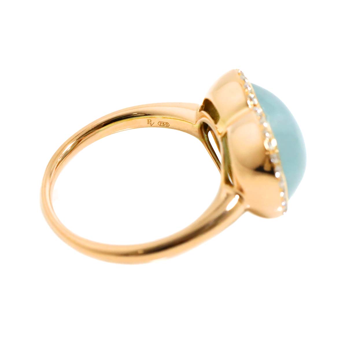 Quartz 5.45ct Diamond 0.26ct Ring 18K PG 750 6.25-6.5(US)