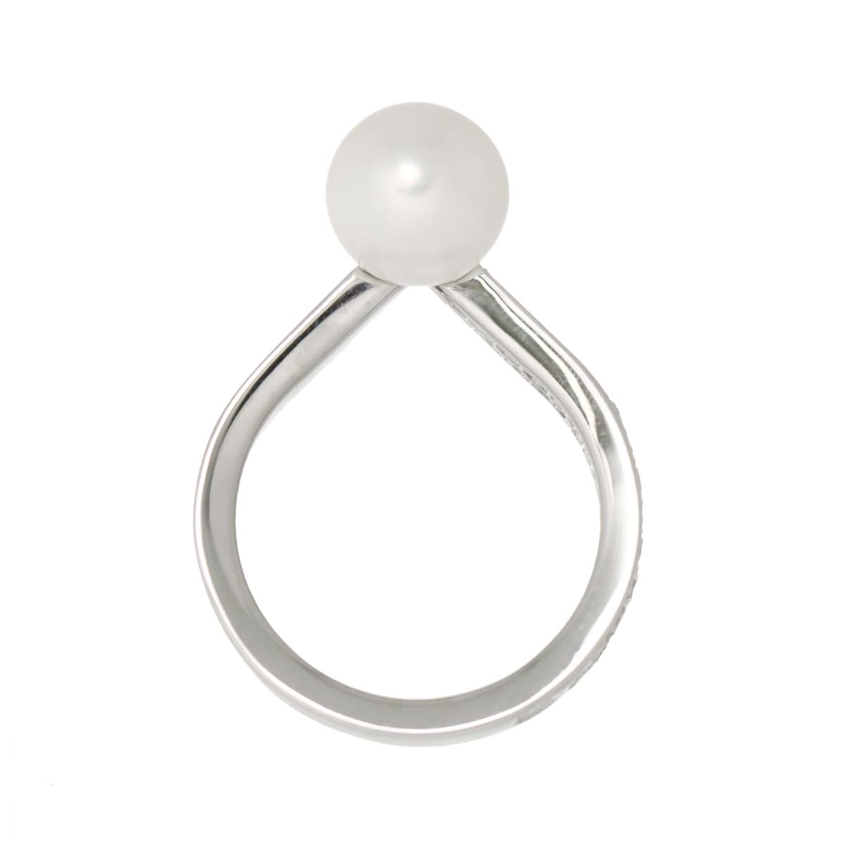 Akoya Pearl 8.3mm Diamond Ring 18K WG 750 size5.75-6(US)