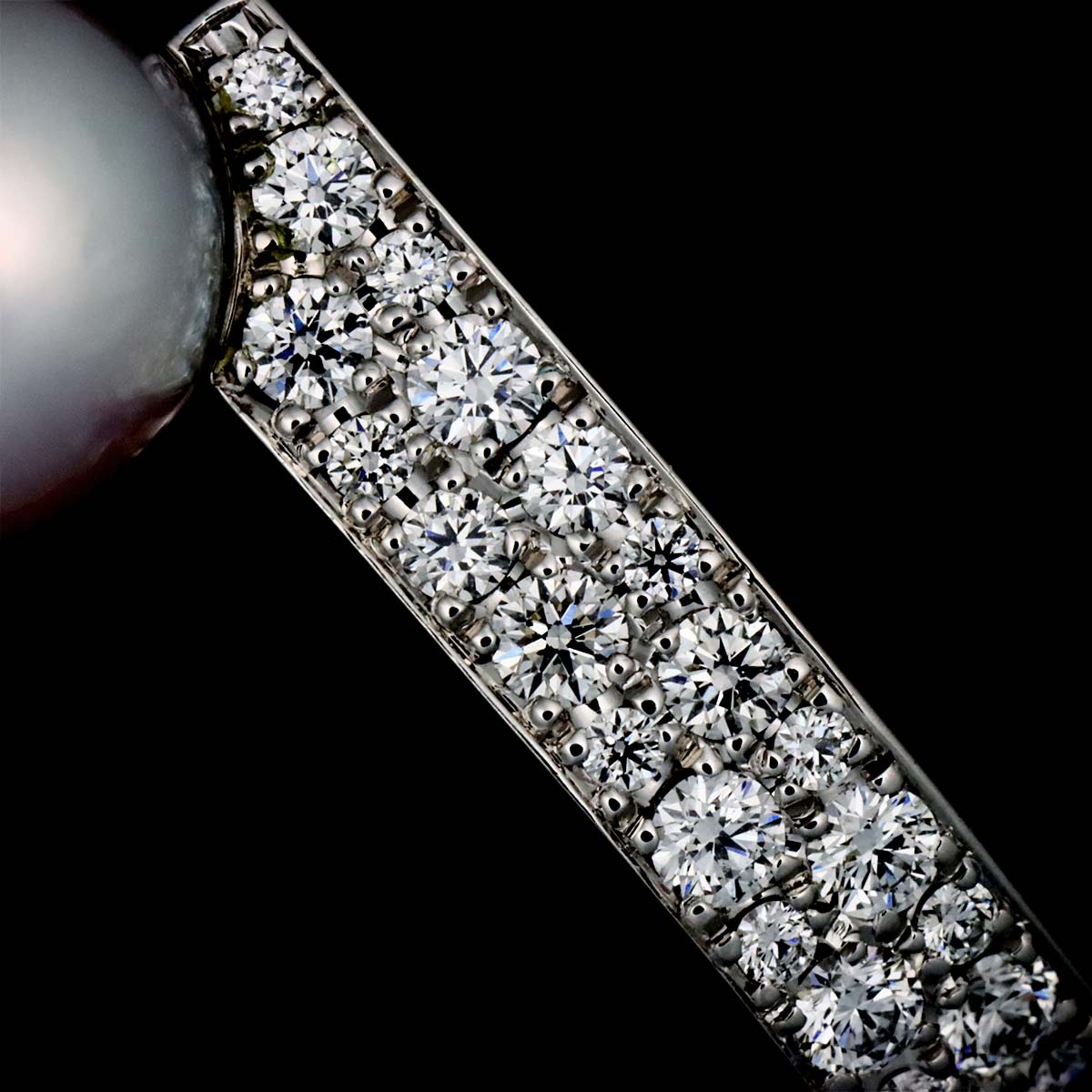 Akoya Pearl 8.3mm Diamond Ring 18K WG 750 size5.75-6(US)