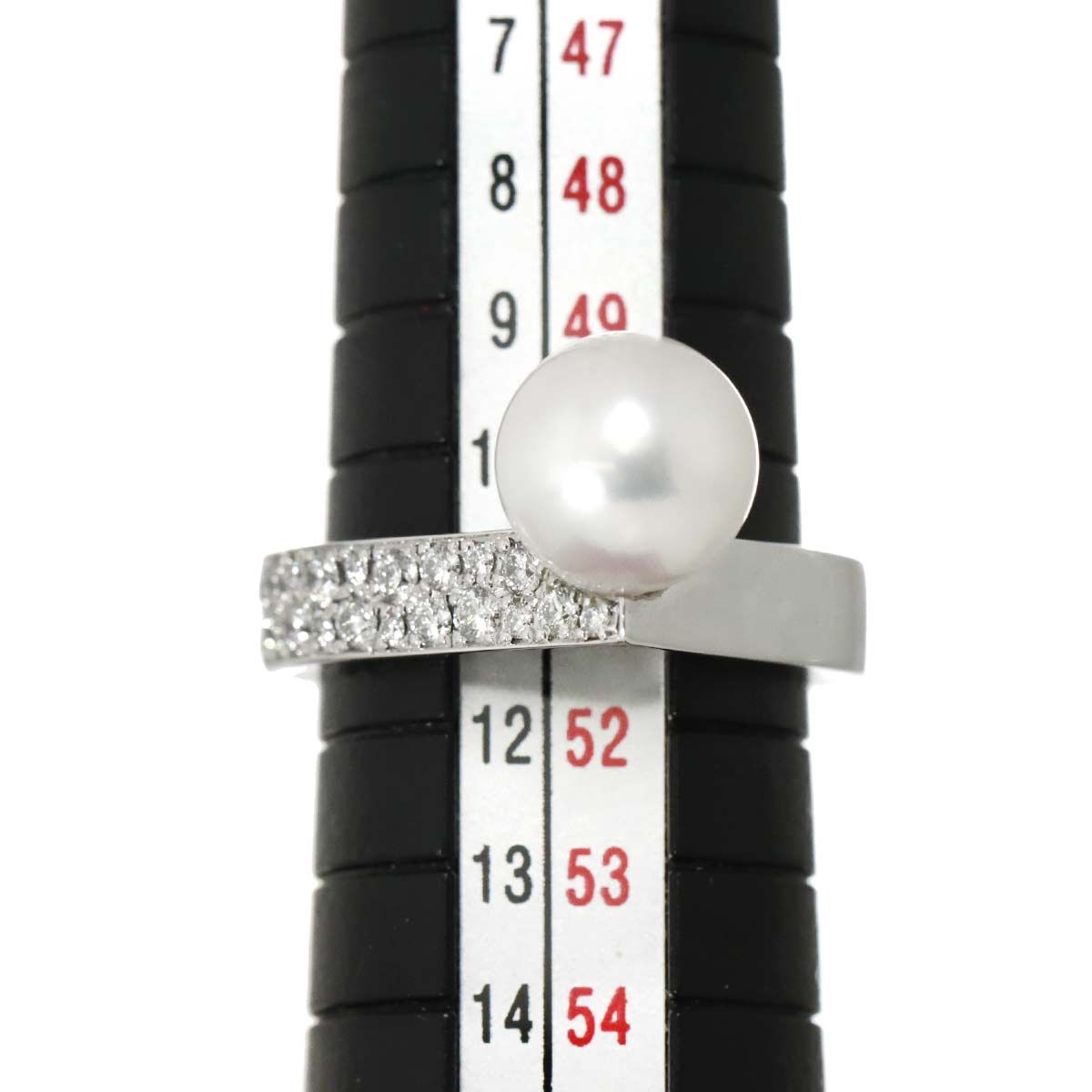 Akoya Pearl 8.3mm Diamond Ring 18K WG 750 size5.75-6(US)