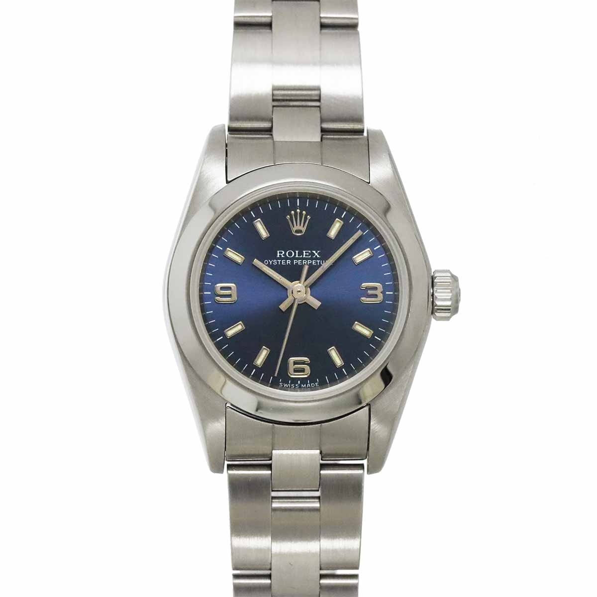 Oyster perpetual 76080 Serial K Blue Dial Ladies Watch
