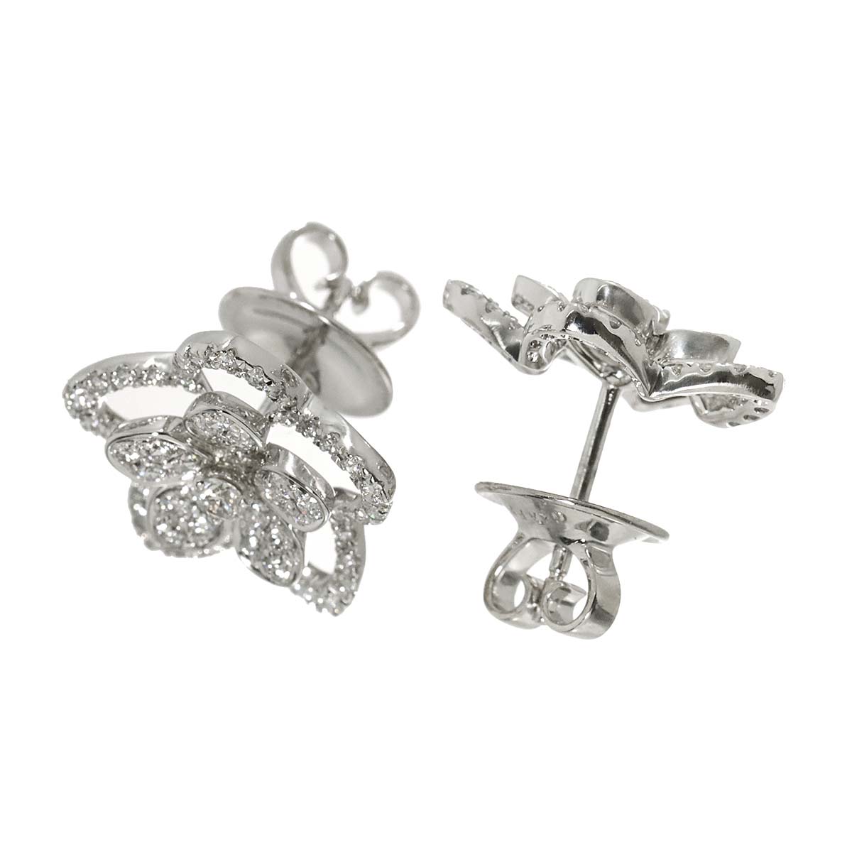 Wild flower Diamond Earrings Pierced 18K WG 750