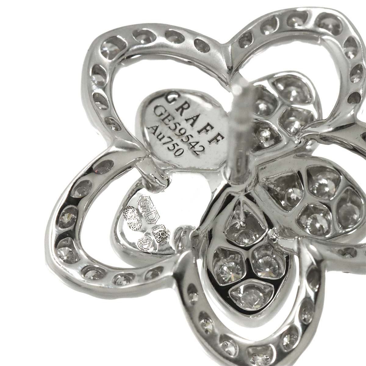 Wild flower Diamond Earrings Pierced 18K WG 750