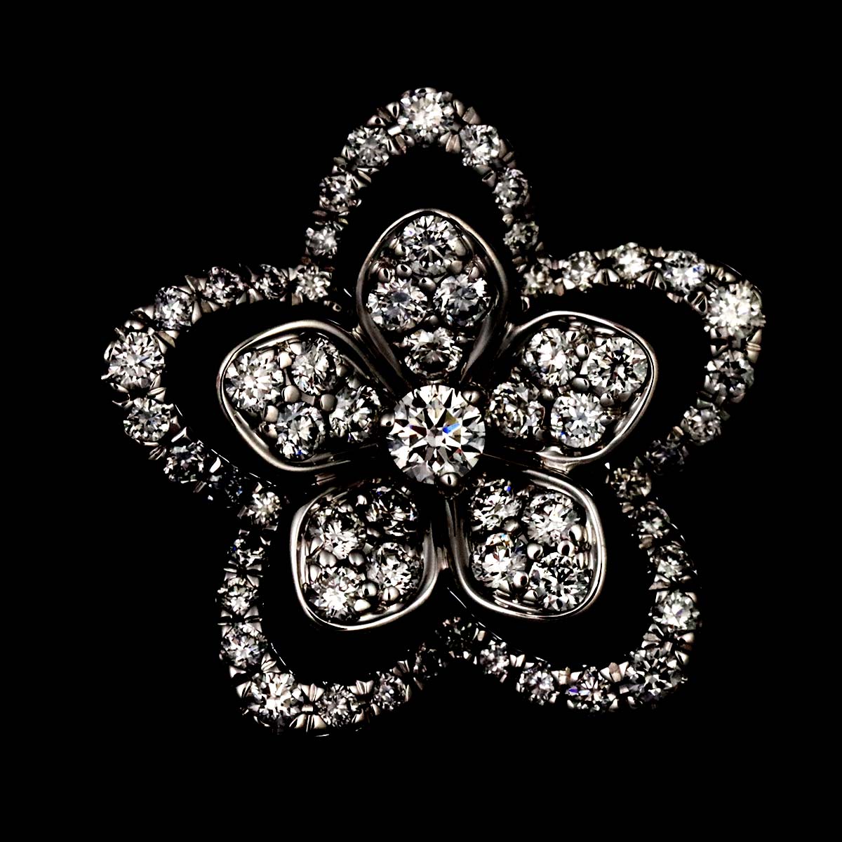 Wild flower Diamond Earrings Pierced 18K WG 750