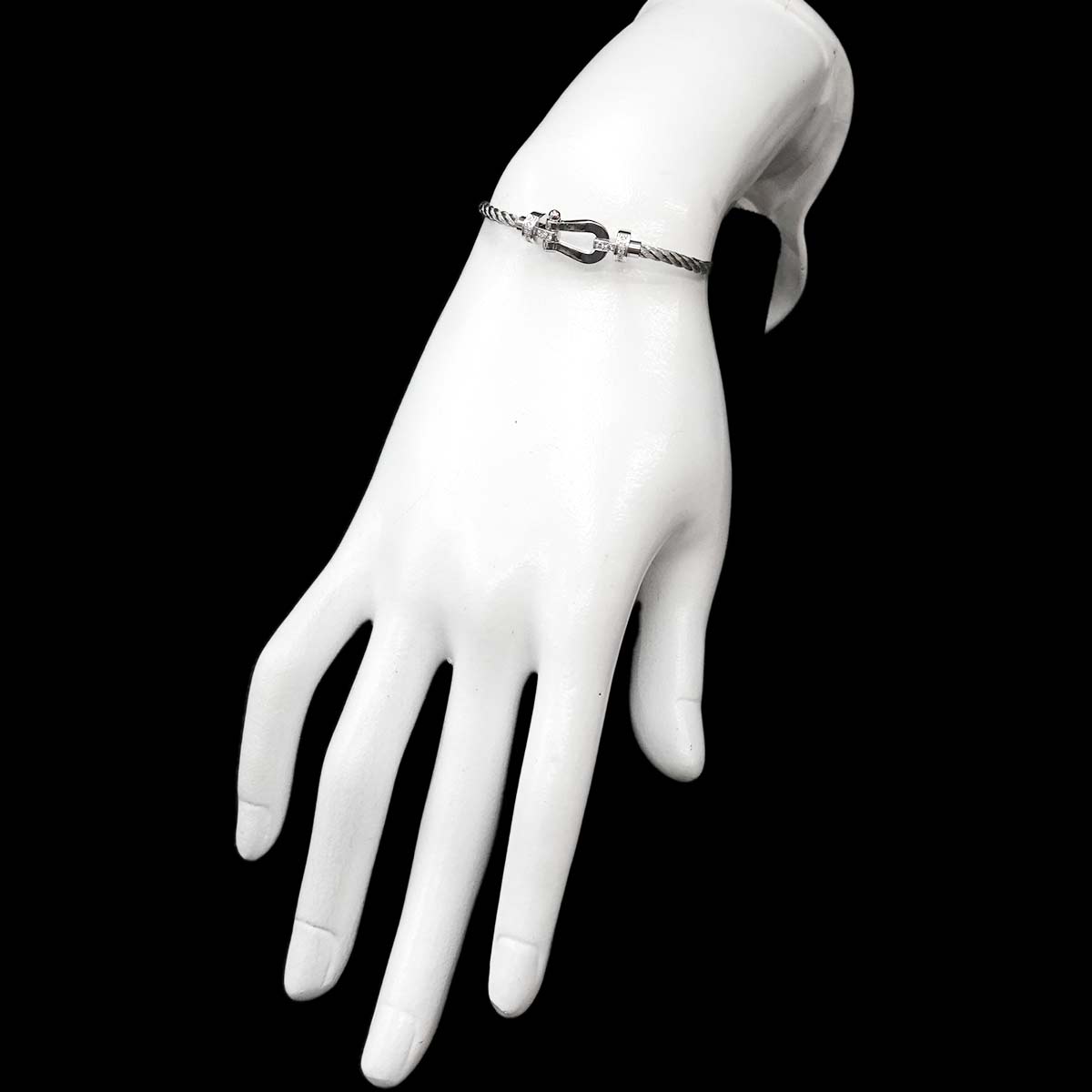 Force 10 Half Diamond Bracelet MM 18K WG 750 Steel size14