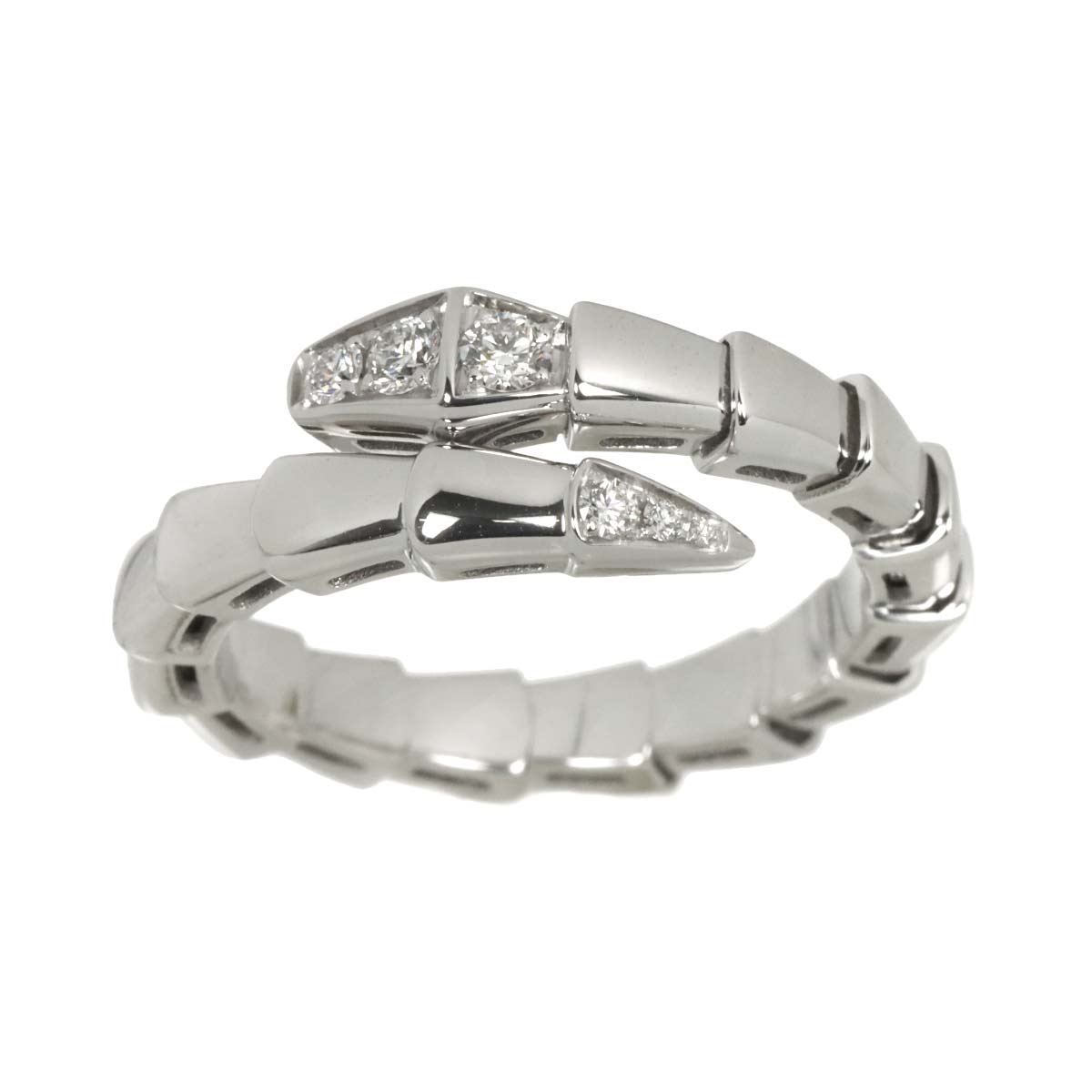 Serpenti Viper Diamond Ring 18K White Gold 750 size51-53 6(US)