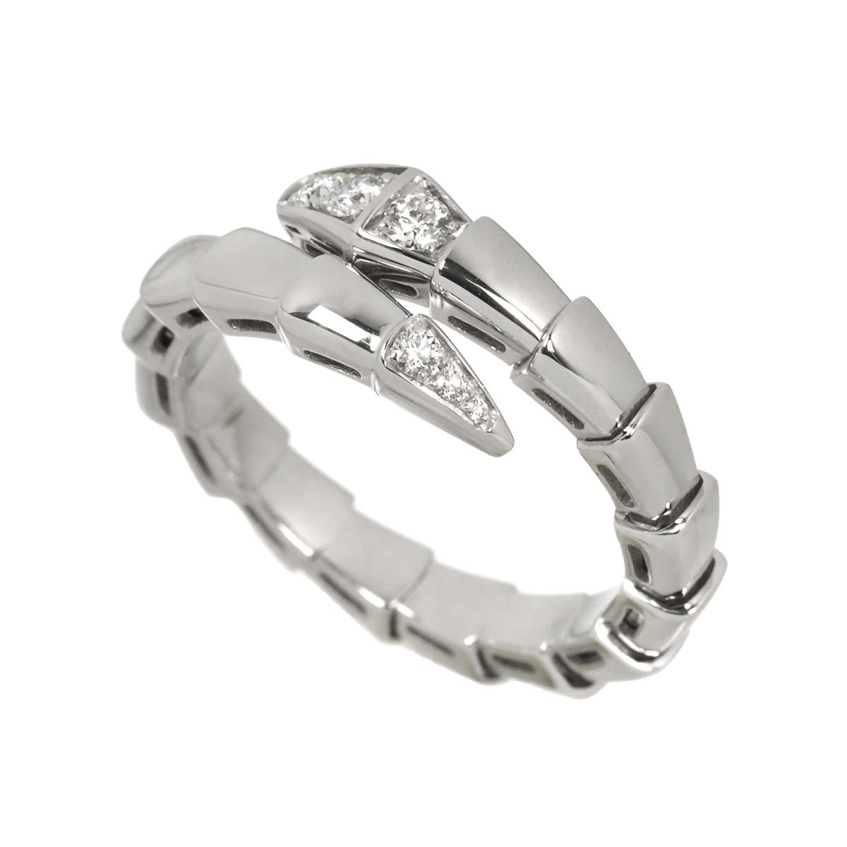 Serpenti Viper Diamond Ring 18K White Gold 750 size51-53 6(US)