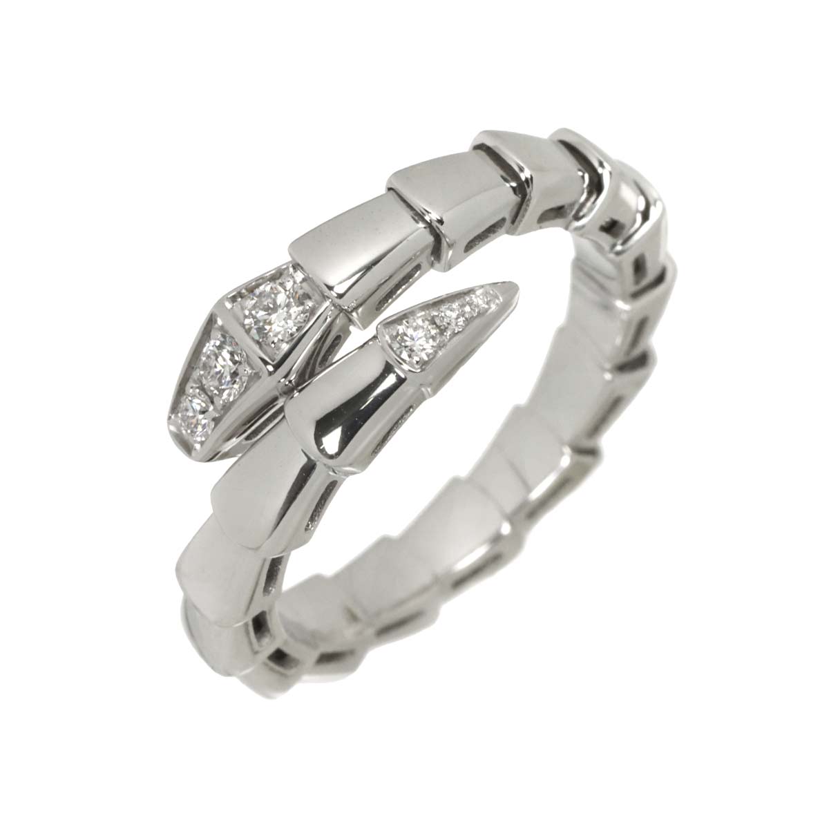 Serpenti Viper Diamond Ring 18K White Gold 750 size51-53 6(US)