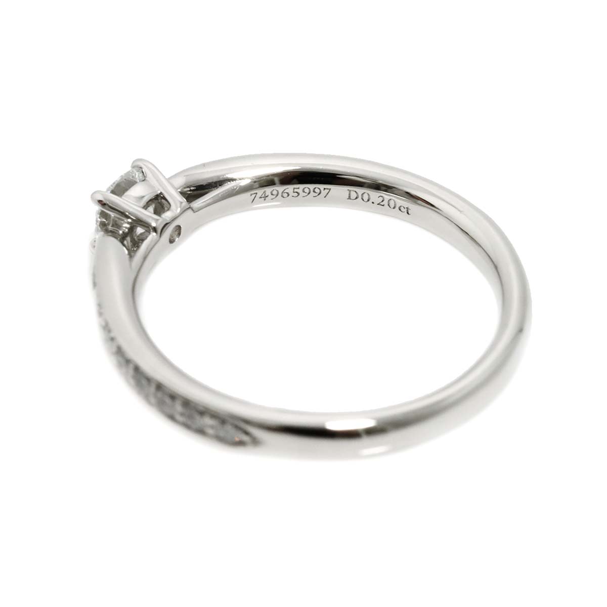 Diamond 0.20ct F/VS1/3EX Ring Pt Platinum Size4(US)