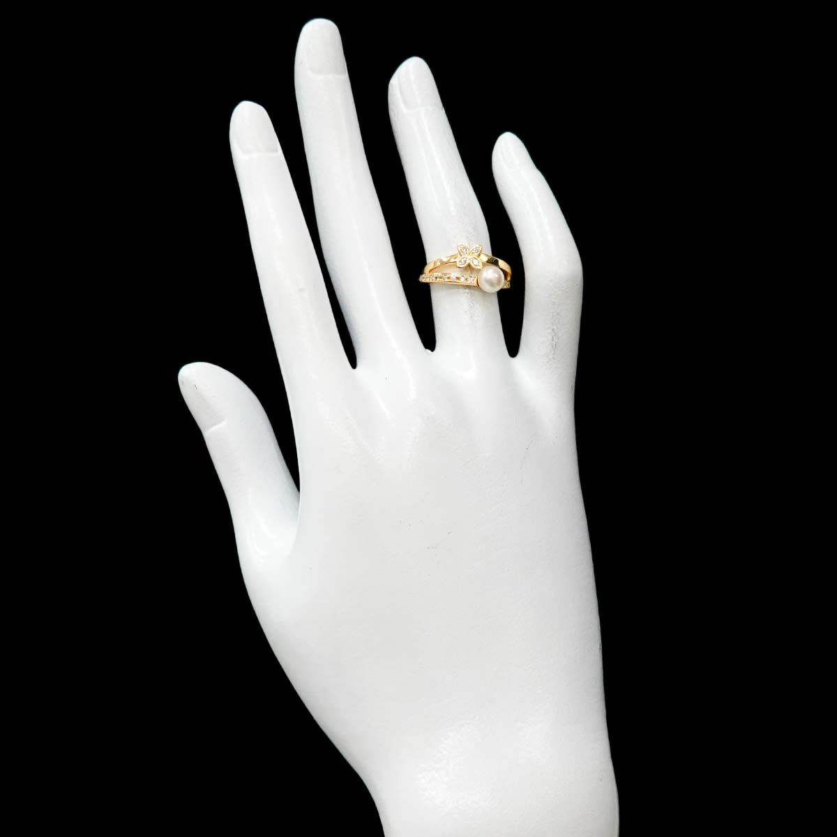Akoya Pearl 5.3mm Diamond Ring 18K YG 750 5.25(US)