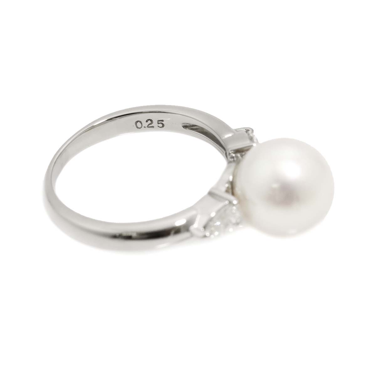 Akoya Pearl 9.1mm Diamond 0.25ct Ring Pt size5.25(US)