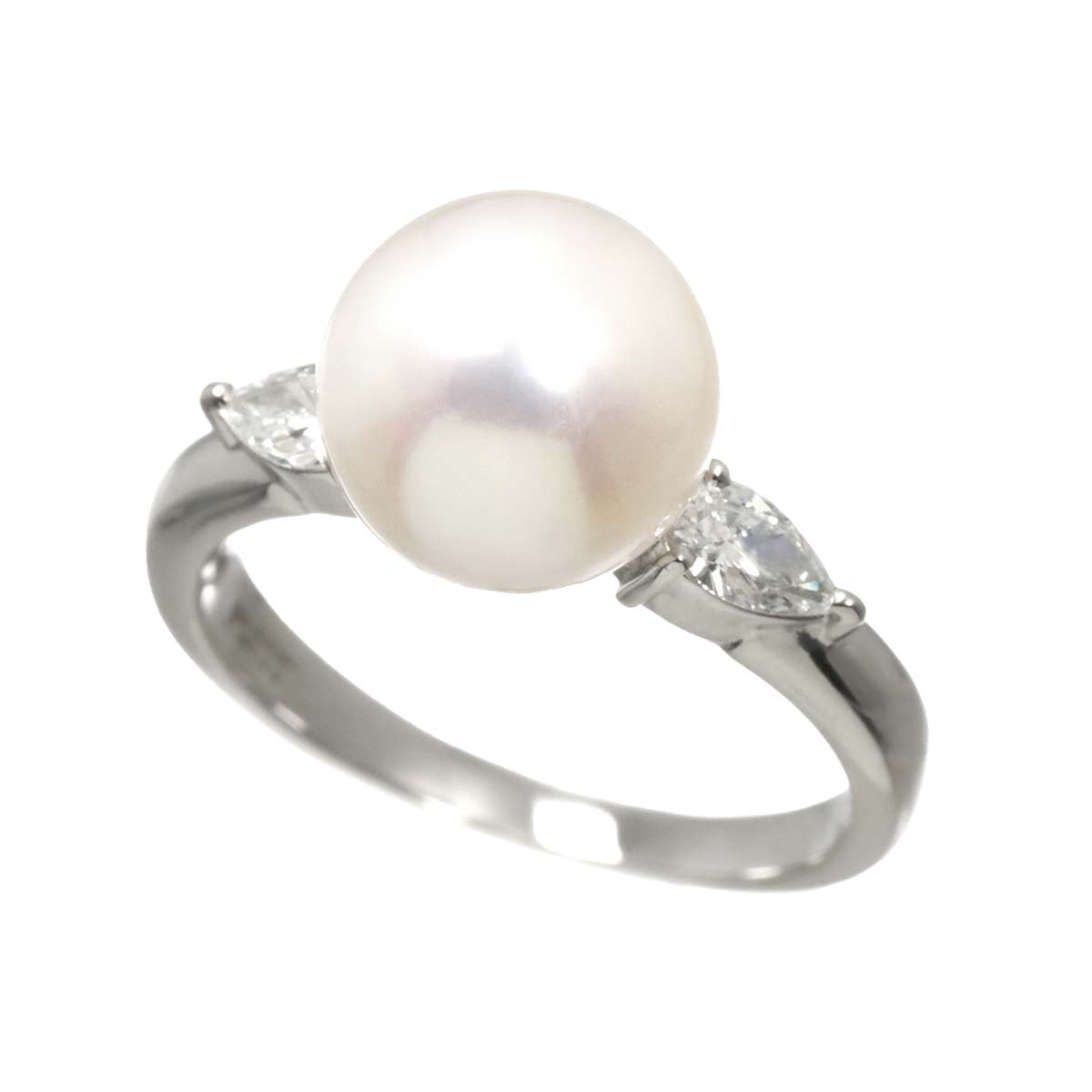 Akoya Pearl 9.1mm Diamond 0.25ct Ring Pt size5.25(US)