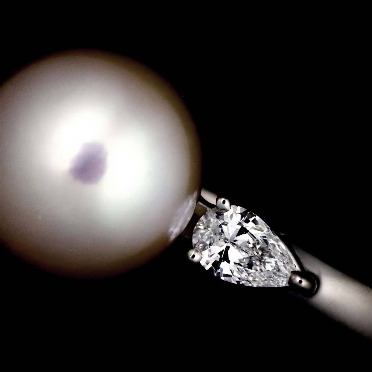 Akoya Pearl 9.1mm Diamond 0.25ct Ring Pt size5.25(US)