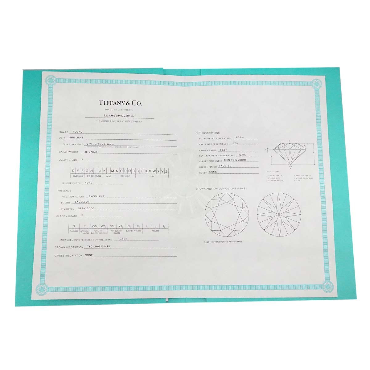 Diamond 0.38ct F/IF/EX Ring Pt Platinum size5.5-5.75(US)