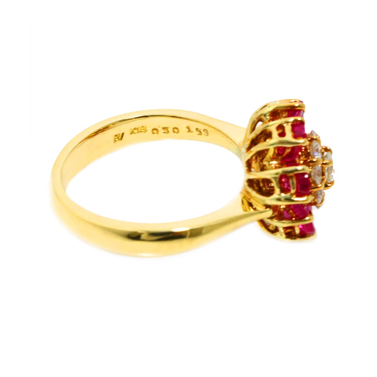 Sapphire 1.59ct Diamond 0.30ct Ring 18K YG size4.75-5(US)