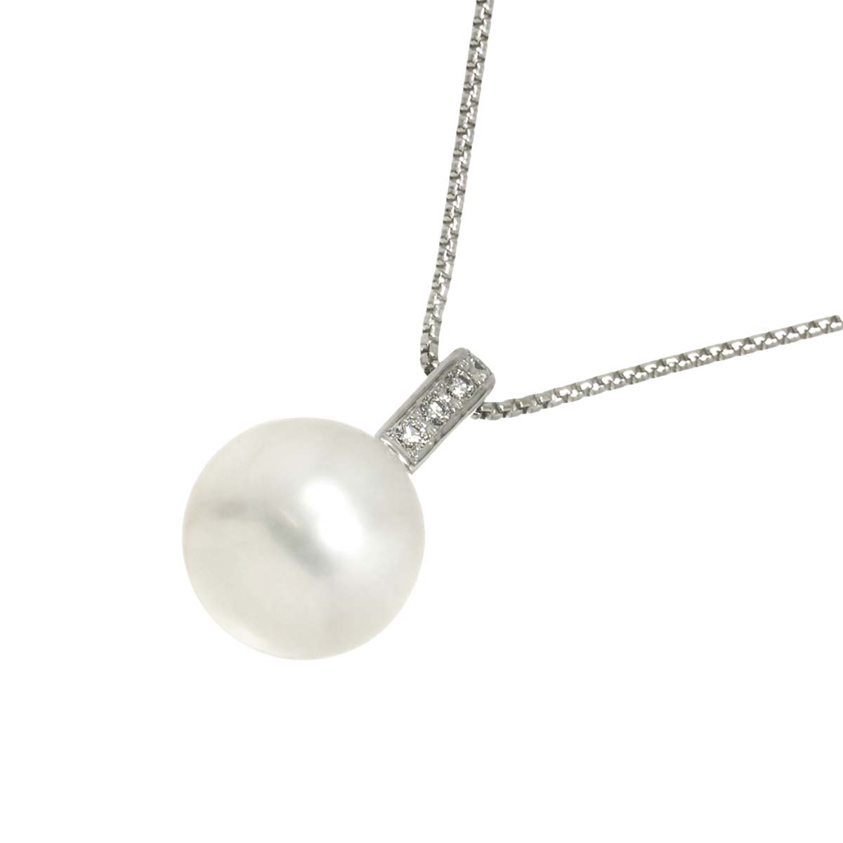 South Sea pearl 11.5mm Diamond 0.05ct Necklace 18K WG