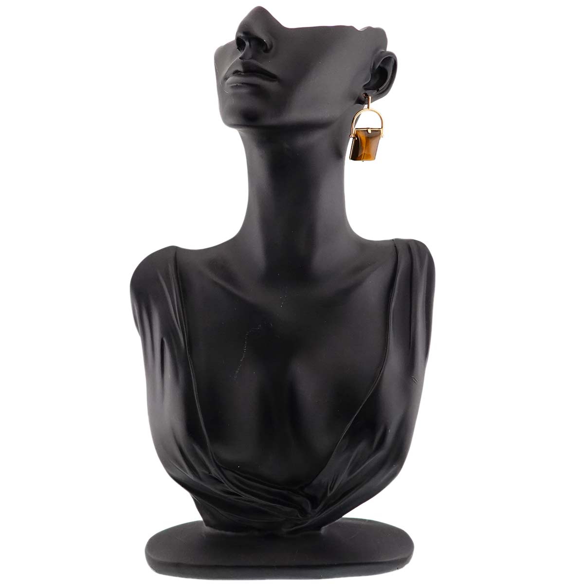 Tigers Eye Earrings Pierced 18K YG 750