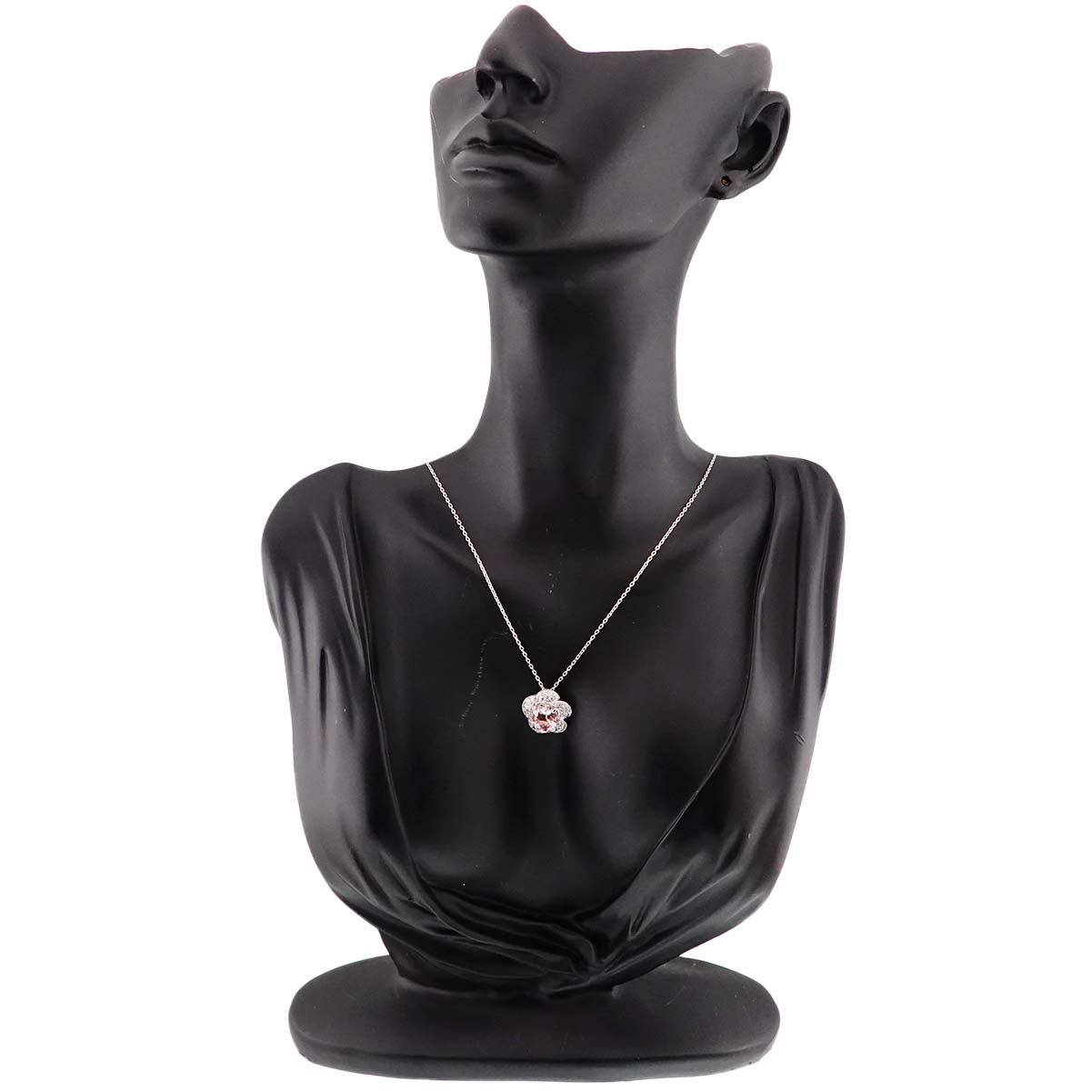 Kunzite 2.10ct Diamond 0.48ct Necklace 18K WG 750