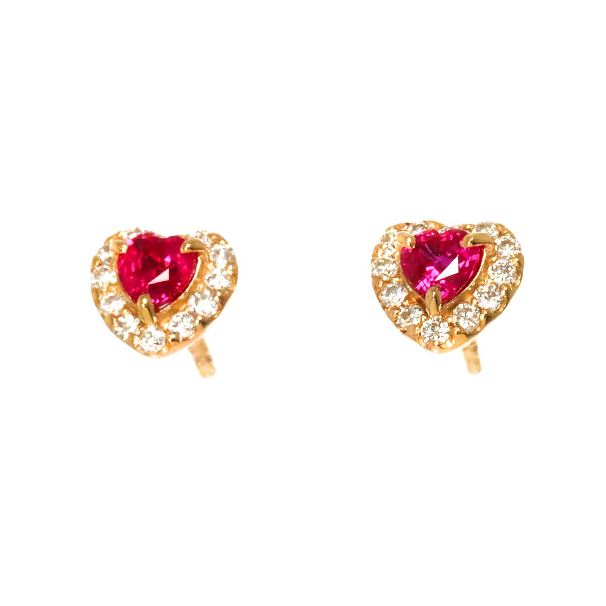 Ruby 0.14ctX2 Diamond 0.06ctX2 Earrings Pierced 18K PG