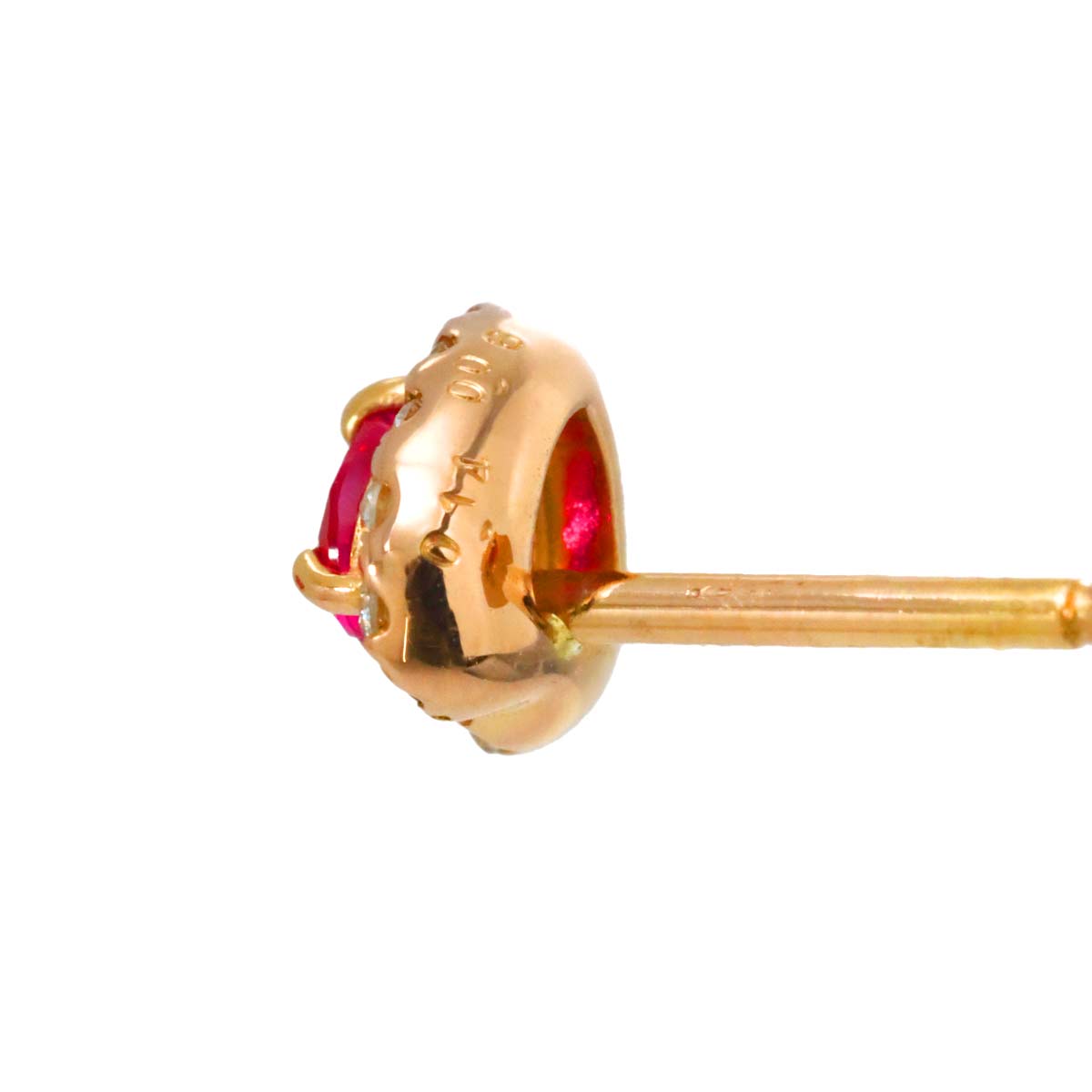 Ruby 0.14ctX2 Diamond 0.06ctX2 Earrings Pierced 18K PG