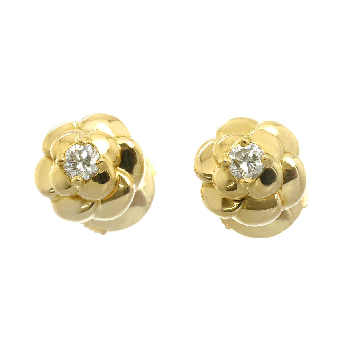 Camelia Diamond Earrings Pierced 18K Yellow Gold 750