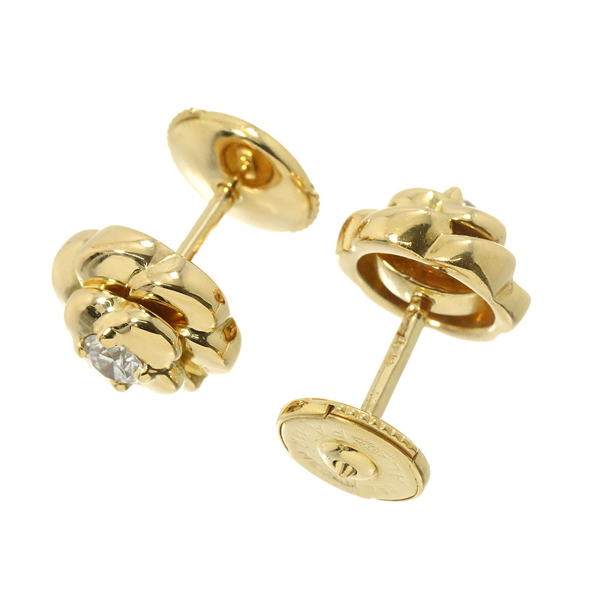 Camelia Diamond Earrings Pierced 18K Yellow Gold 750