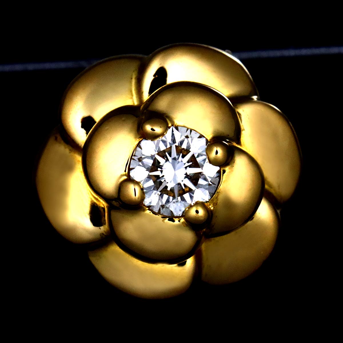 Camelia Diamond Earrings Pierced 18K Yellow Gold 750