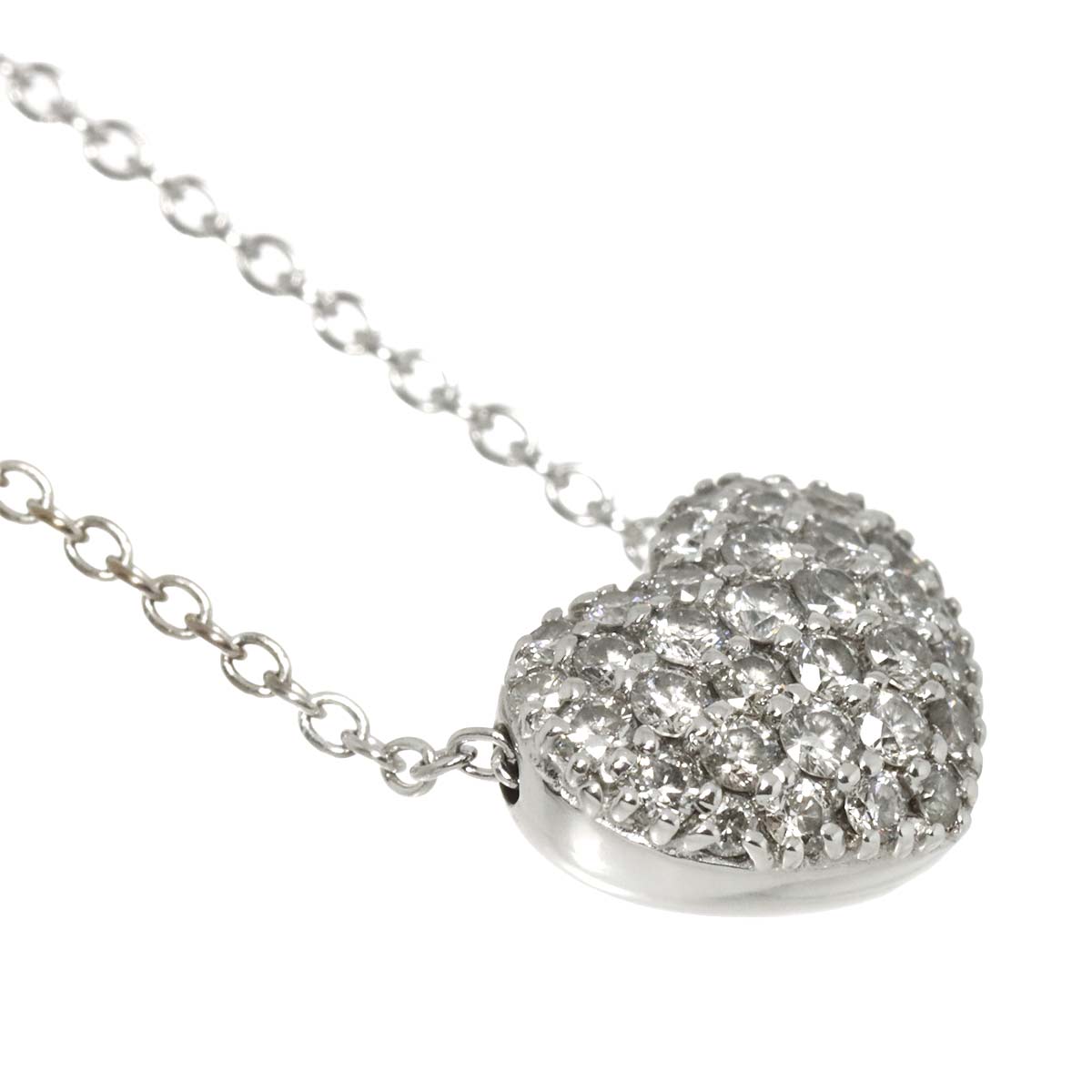 Heart Motif Diamond 0.60ct Necklace 18K White Gold 750