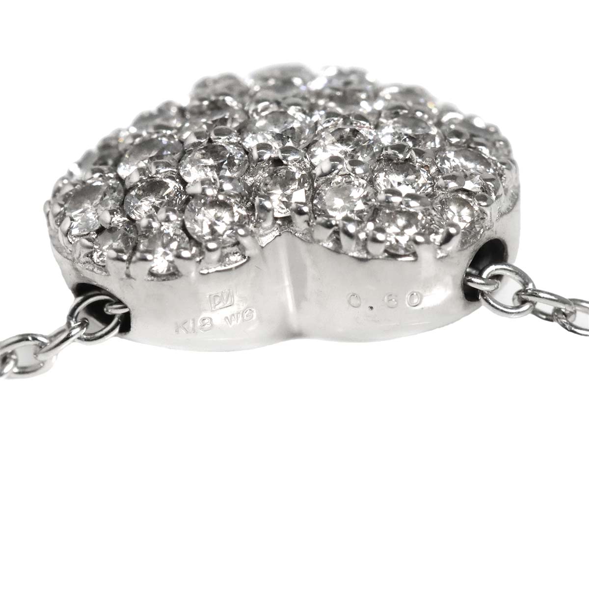 Heart Motif Diamond 0.60ct Necklace 18K White Gold 750