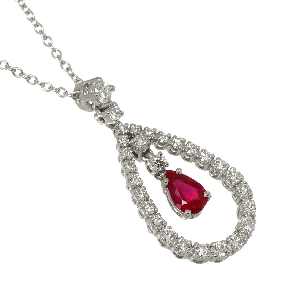 Ruby Diamond Necklace 18K WG 750