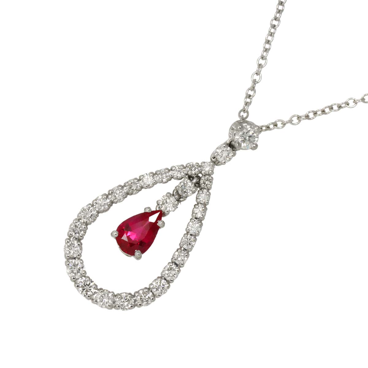 Ruby Diamond Necklace 18K WG 750