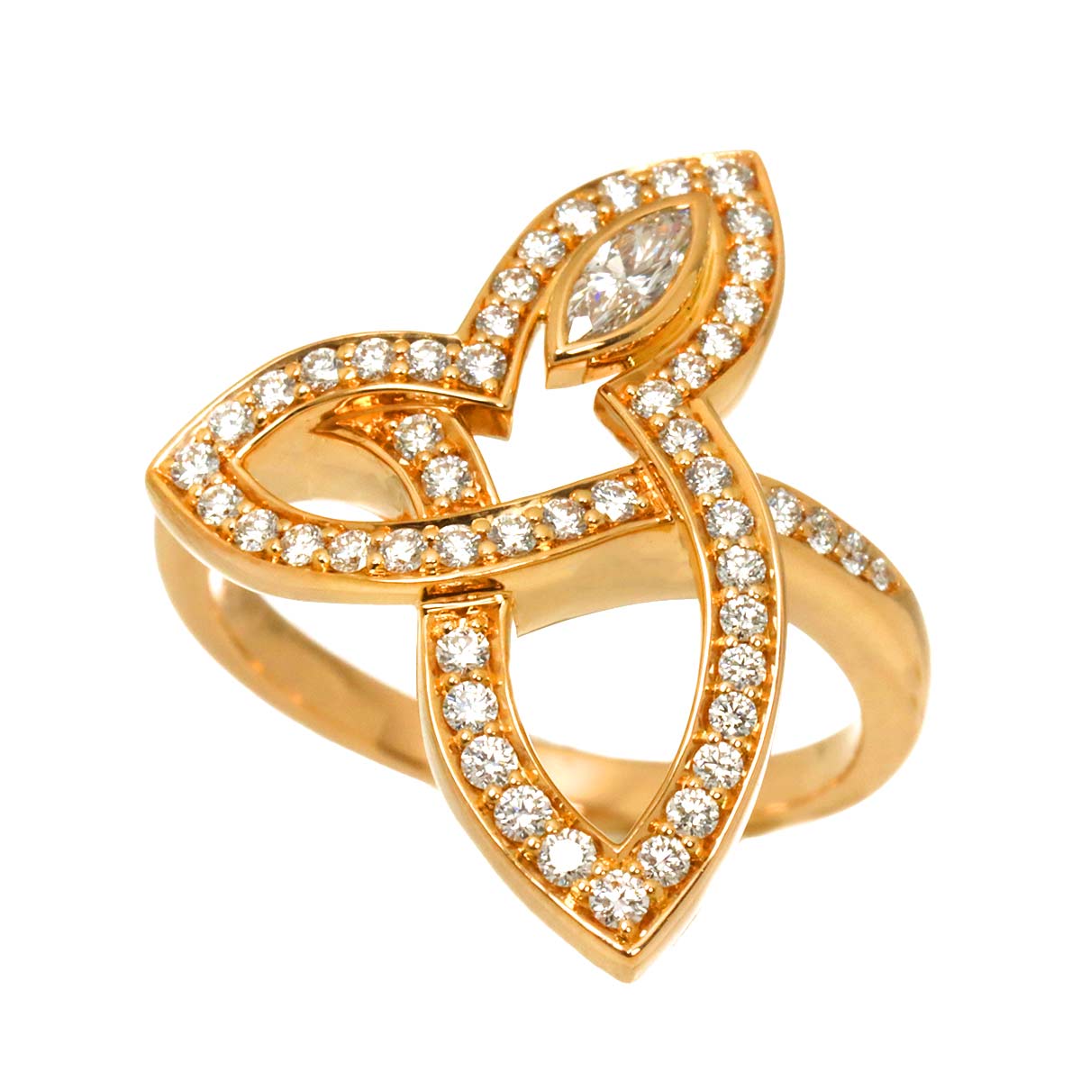 Lily cluster Diamond Ring 18K PG 750 size5.25(US)