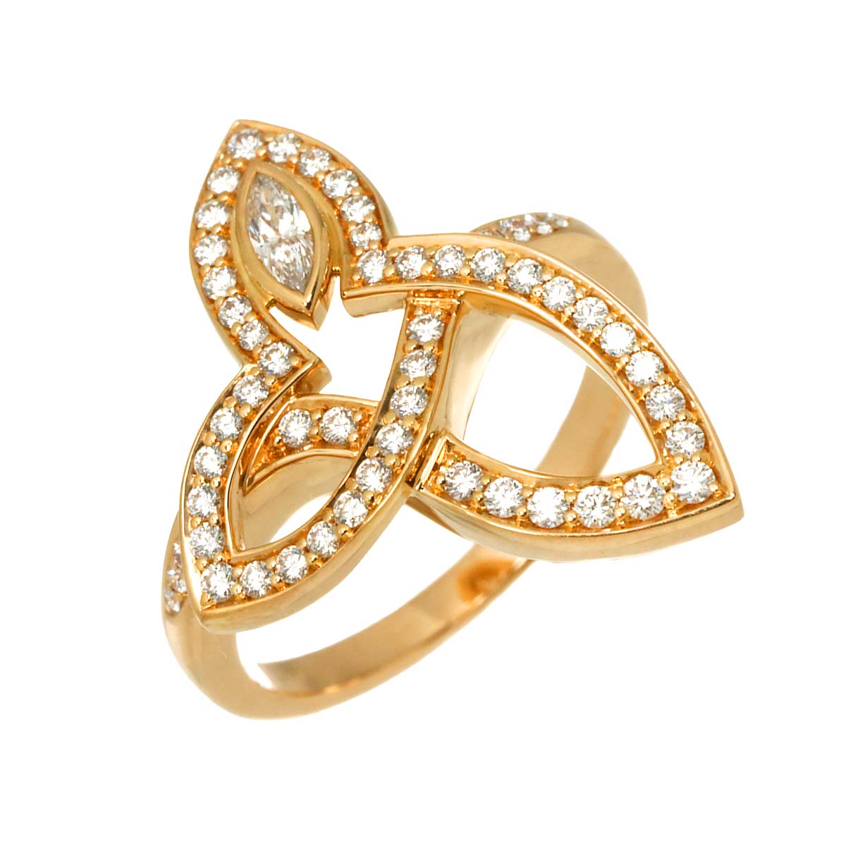 Lily cluster Diamond Ring 18K PG 750 size5.25(US)