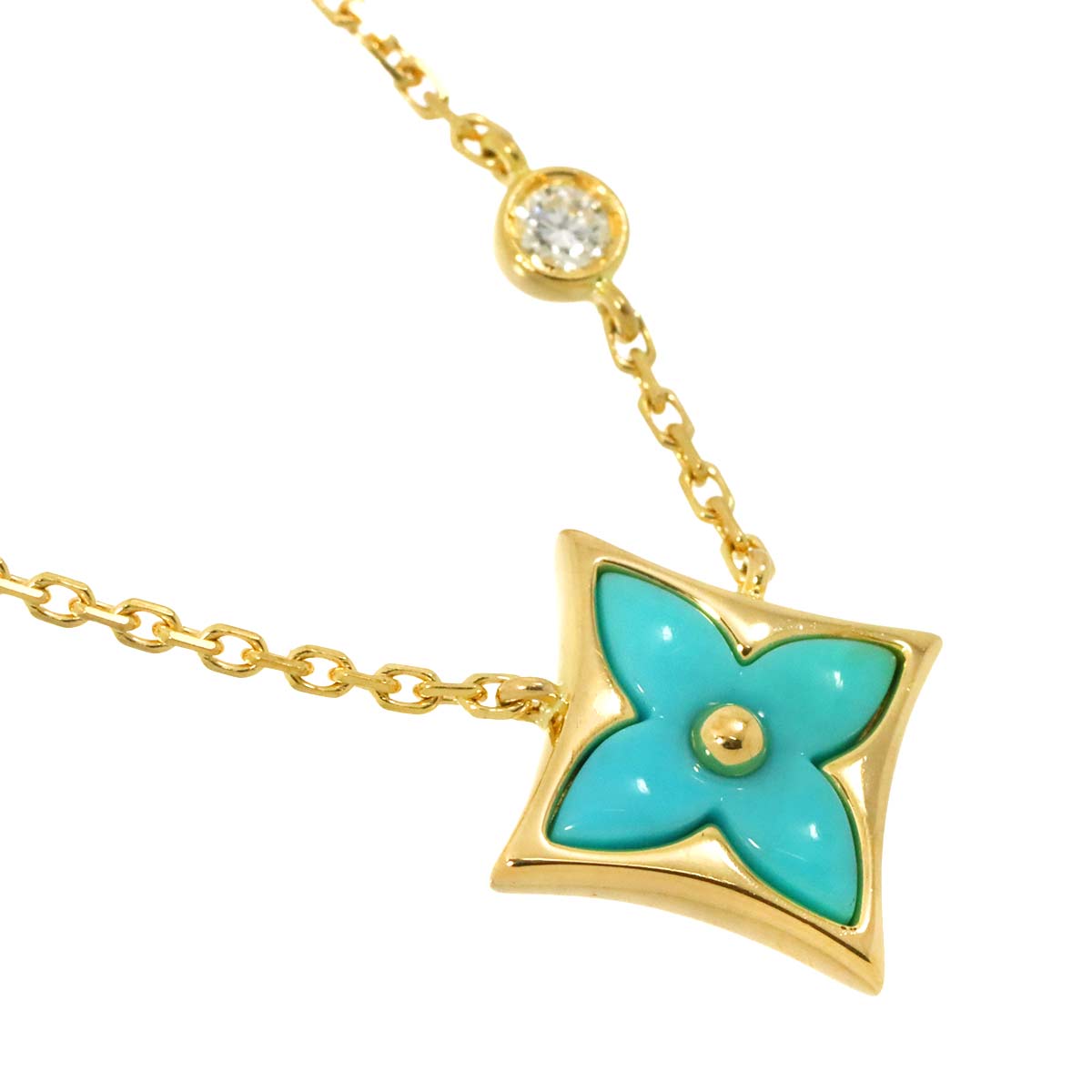 Turquoise Diamond Necklace 18K YG 750