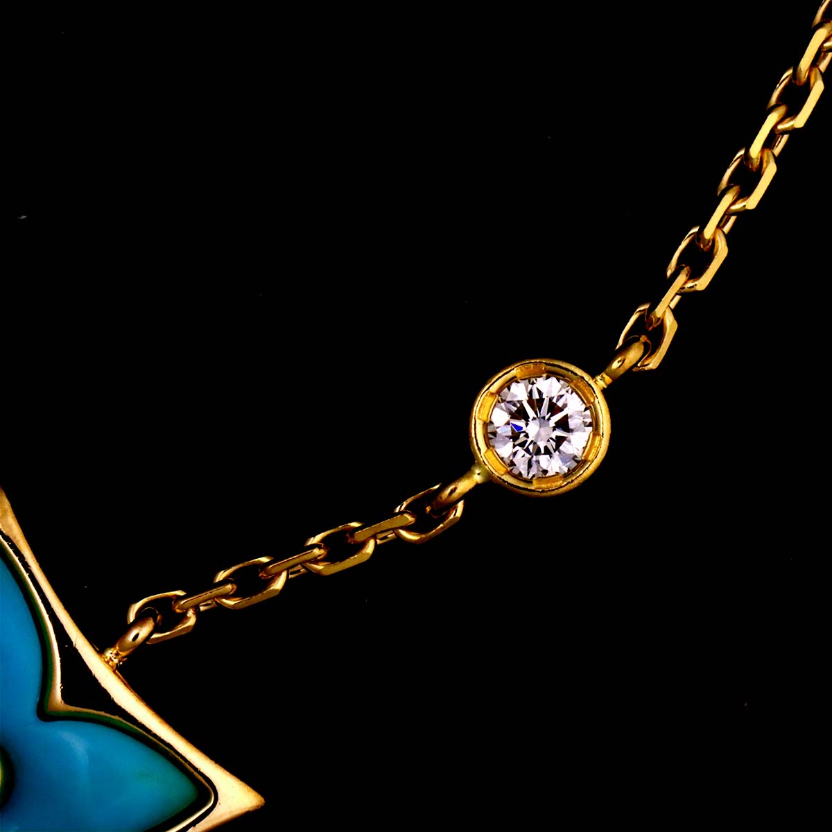 Turquoise Diamond Necklace 18K YG 750