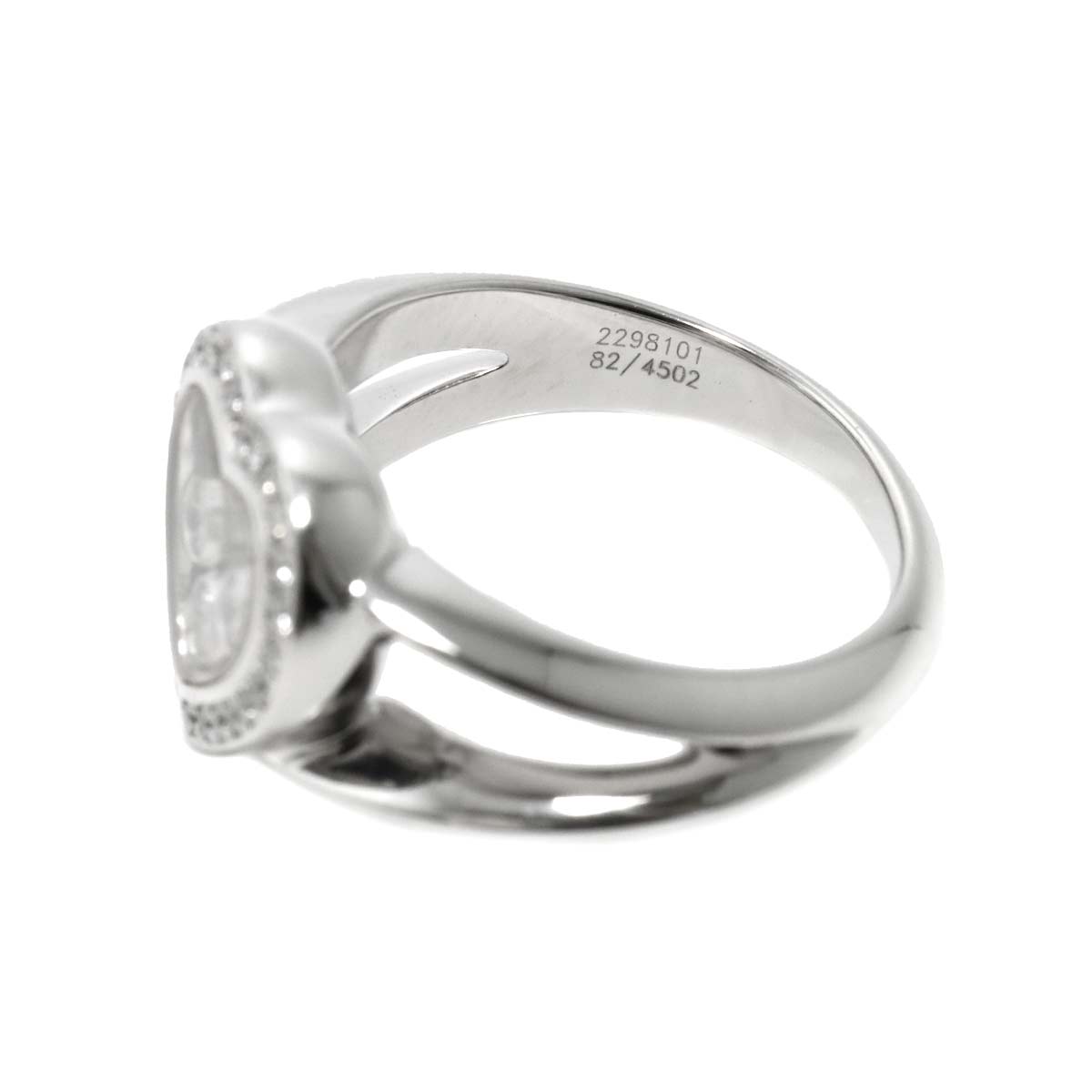 Happy Heart Diamond Ring 18K WG 750 Size4.5(US)