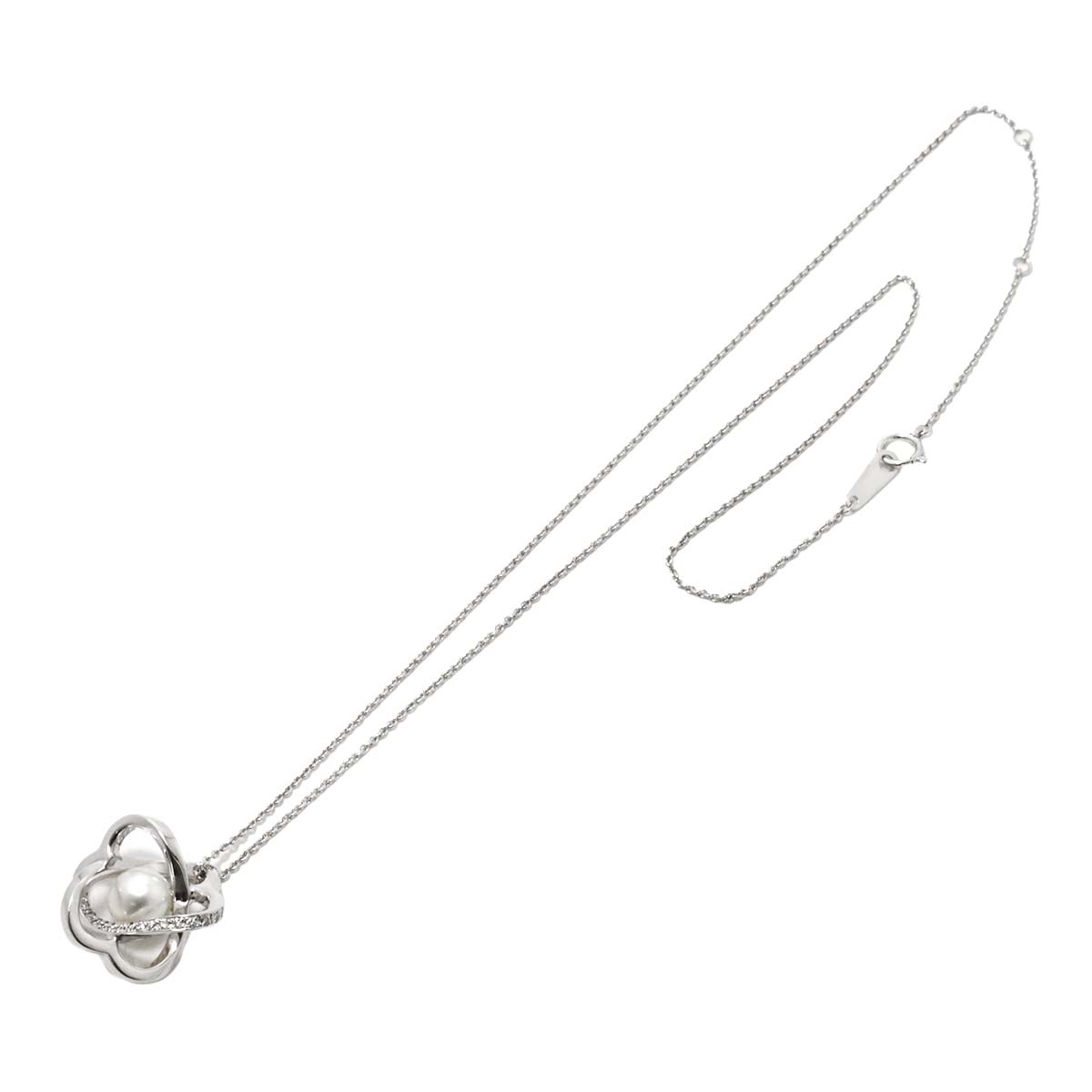 Akoya Pearl 7.3mm Diamond Necklace 18K WG 750