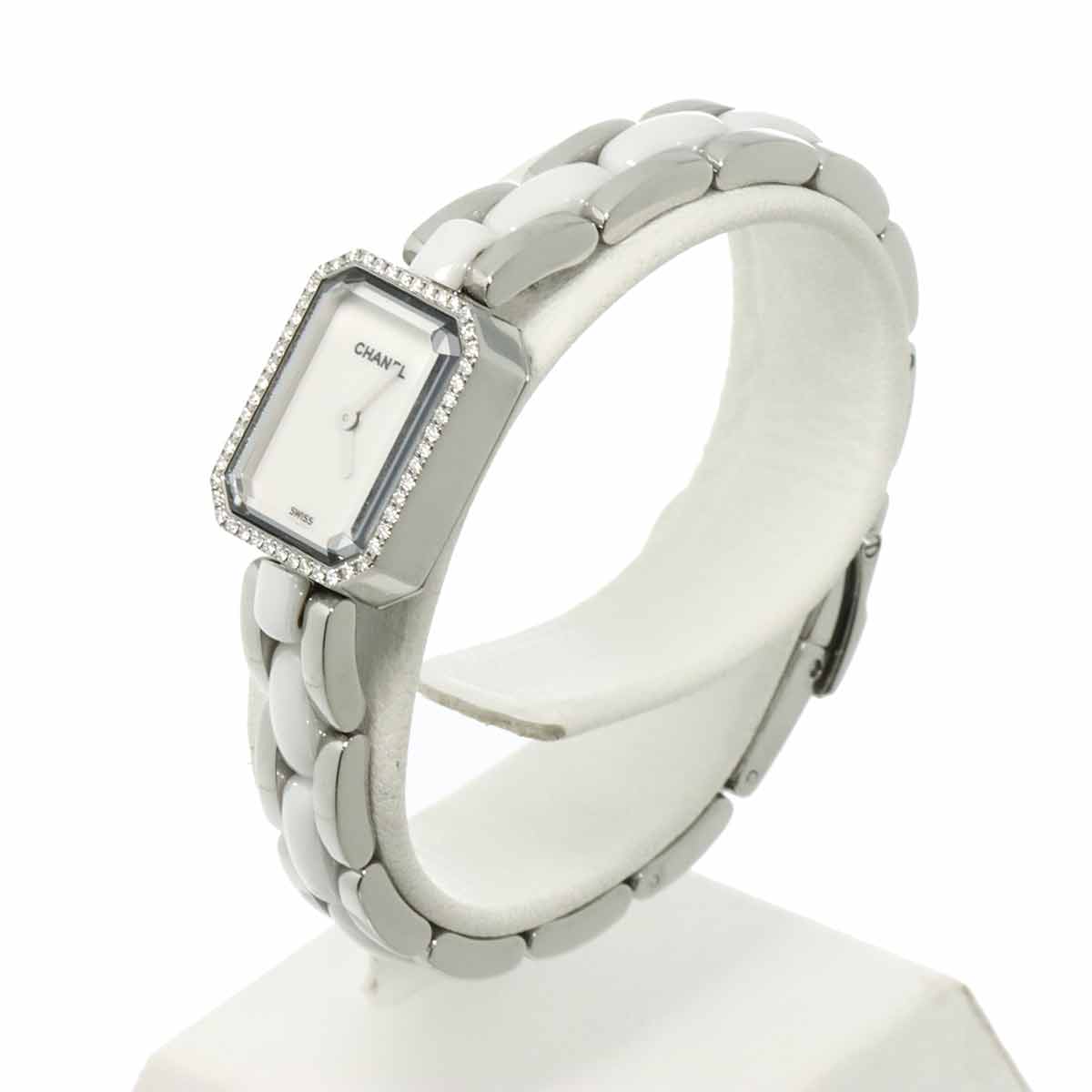 Premiere H2132 Diamond Bezel Ceramic Quartz White Dial Ladies