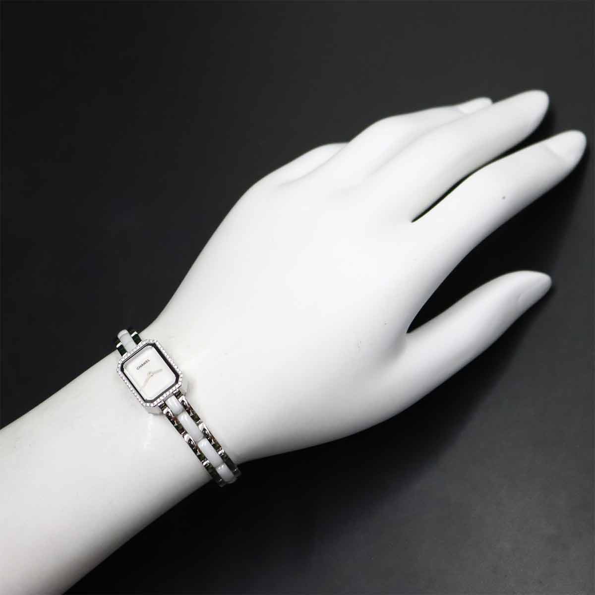 Premiere H2132 Diamond Bezel Ceramic Quartz White Dial Ladies