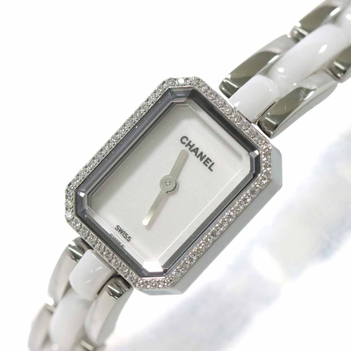 Premiere H2132 Diamond Bezel Ceramic Quartz White Dial Ladies