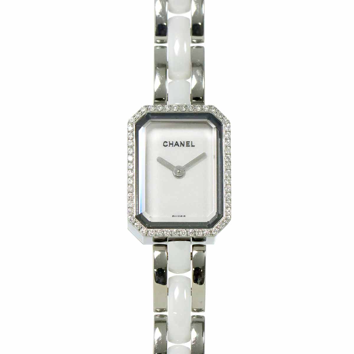 Premiere H2132 Diamond Bezel Ceramic Quartz White Dial Ladies