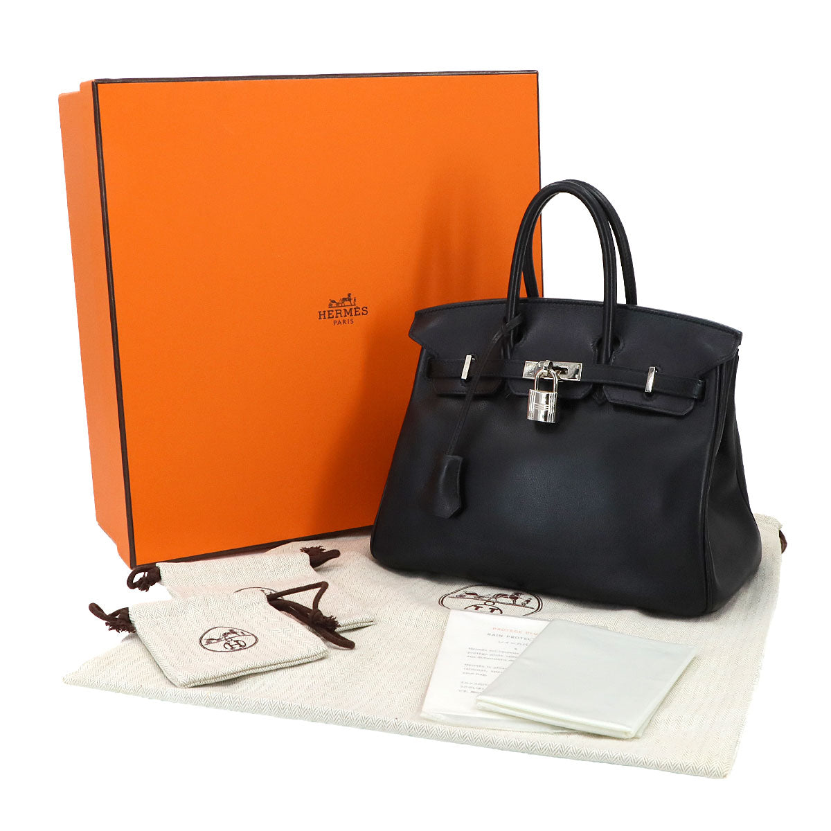 Birkin 25 Veau Swift Black Hand Bag Purse