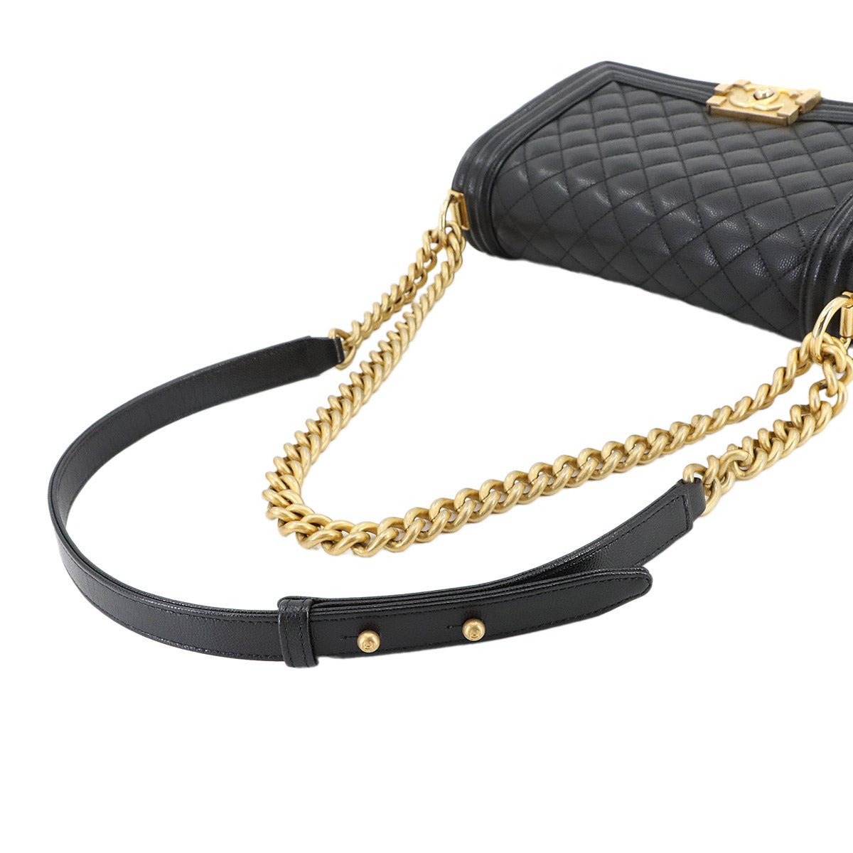 BOY CHANEL Chain Shoulder Bag Leather Black A67086 Purse