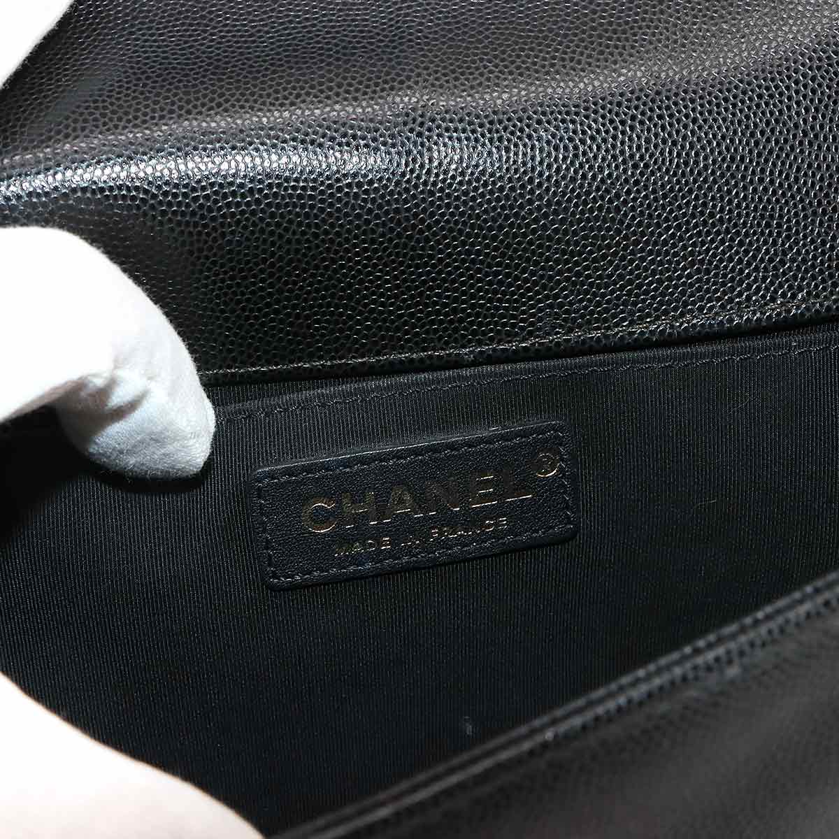 BOY CHANEL Chain Shoulder Bag Leather Black A67086 Purse