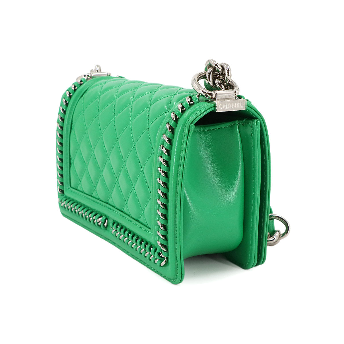 BOY CHANEL Small Chain Shoulder Bag Leather Green A67085