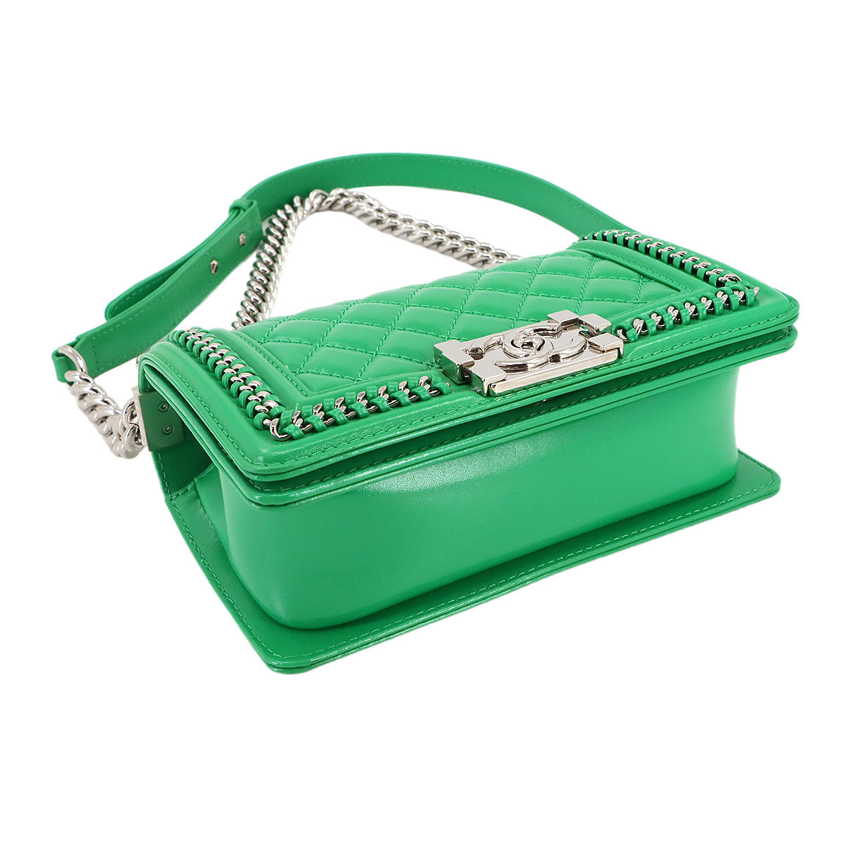 BOY CHANEL Small Chain Shoulder Bag Leather Green A67085
