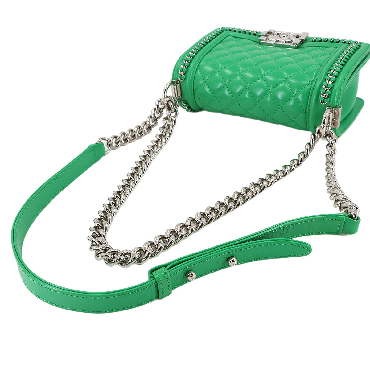 BOY CHANEL Small Chain Shoulder Bag Leather Green A67085