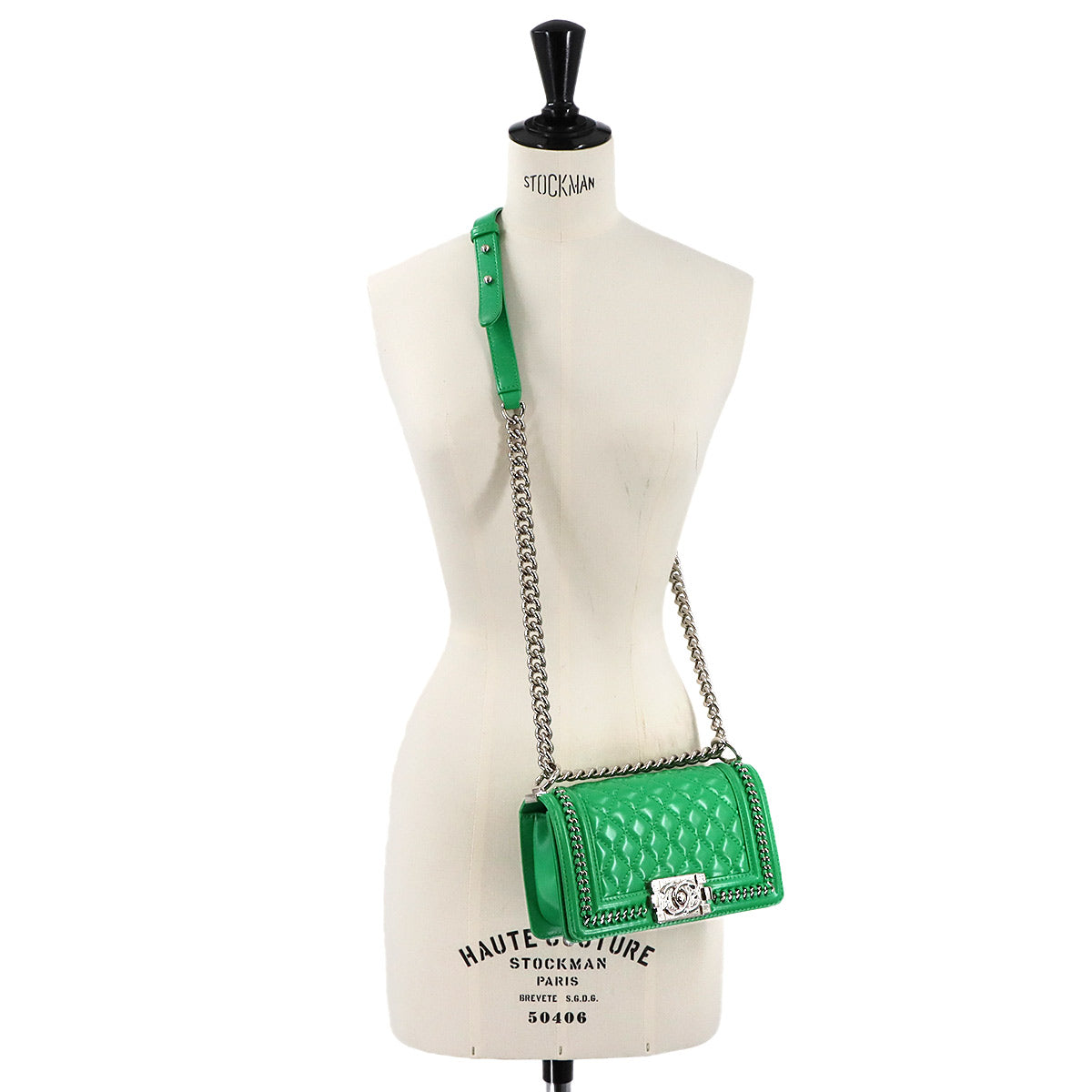 BOY CHANEL Small Chain Shoulder Bag Leather Green A67085