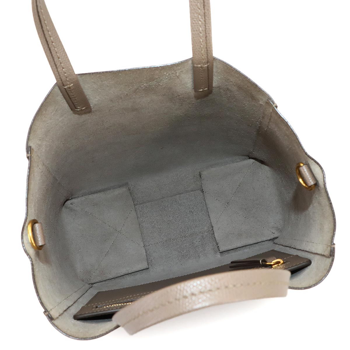 Small Vertical Cabas Tote Shoulder Bag Leather Taupe 176183