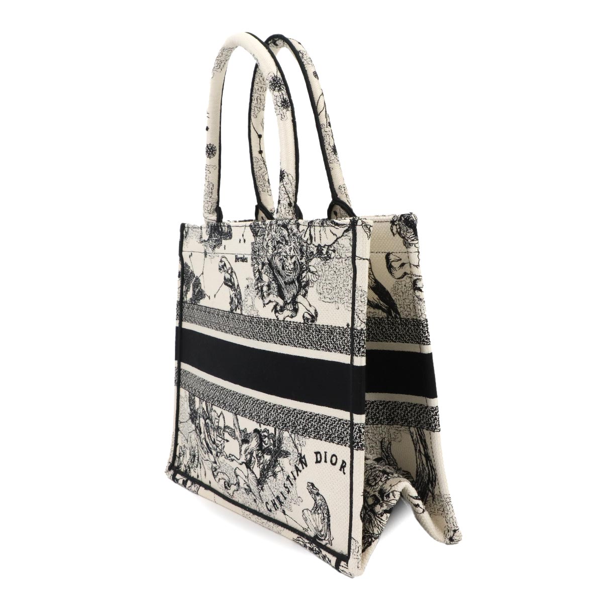 Toile De Jouy Book Tote Medium Bag Canvas White Black
